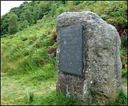 The RD Blackmore memorial stone in Doone Valley