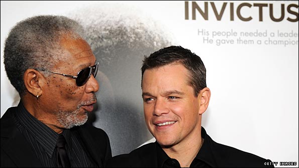 Morgan Freeman plays Nelson Mandela and Matt Damon takes on the role of Francois Pienaar