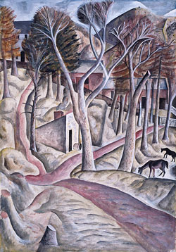 David Jones (1895-1974), Capel-y-ffin, 1926-7. Pen, watercolour and bodycolour on paper. Image reproduced with permission of the Estate of David Jones