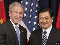 Hai ông Bush và Hồ Cẩm Đào