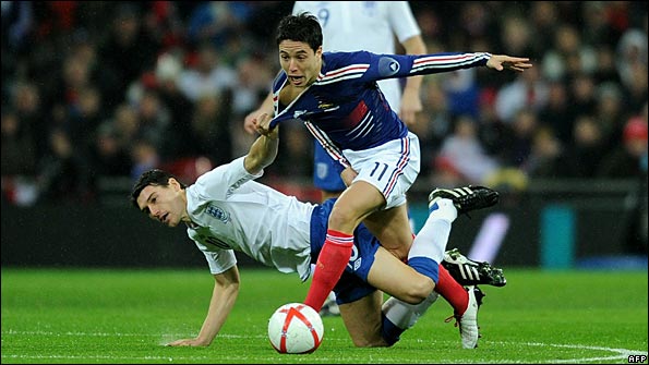 Gareth Barry is left trailing by Samir Nasri