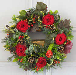wreath on front door