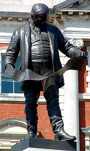 Statue of David Davies outside the Dock Offices in Barry