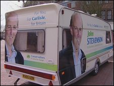 Carlisle Conservative candidate's caravan