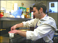 Mark preparing a meal