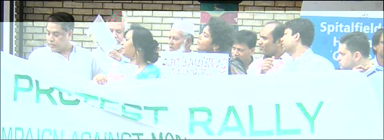 Protestors in East London