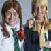 Bob and Deek, dressed as schoolgirls.
