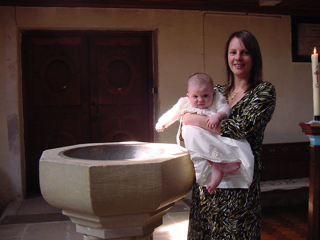 Here I am with baby Sophie on her christening day.