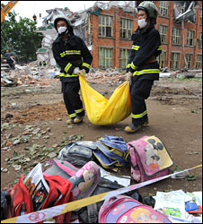 Hundreds of children were buried when their schools collapsed in Hanwang