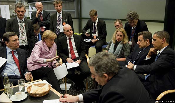 World leaders negotiating in Copenhagen, 18 Dec 09