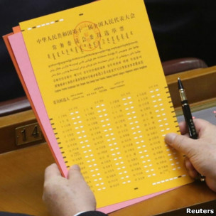 人大代表阅读选票