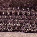 'A' squadron 43rd Recce. All but two (including myself, seated 5th from left, front row) of these men died in the sinking of the Derrycunihy 7.30am 24th June 1944. My first week in action was made very sad in that I spent all my spare time writing to the relatives of those who died.