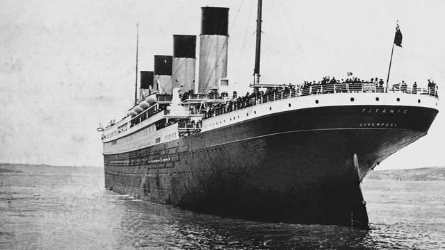 Titanic on its arrival at Queenstown (now Cobh) harbour, 11 April 1912