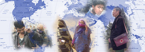 Map of the world and images of people