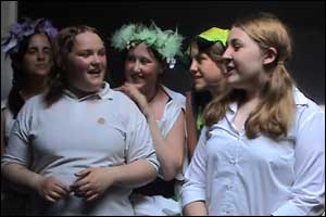 Drama students at Thomas Keble School at Eastcombe, Gloucestershire
