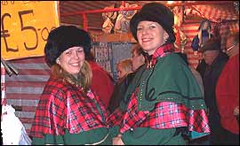 Ladies in tartan at Barnsley Christmas Market