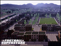 computer generated image of a football pitch