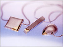 gold and silver pendants