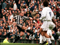 Shearer scores against Spurs