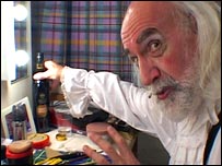 David Gant prepares to perform as Baron Hardup