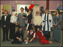 Students dressed in 1920s outfits