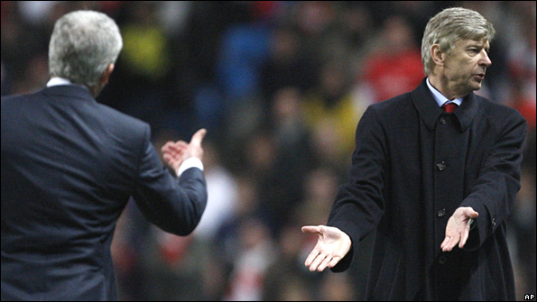 Mark Hughes and Arsene Wenger 