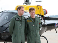 Prince William and Prince Harry at RAF Shawbury