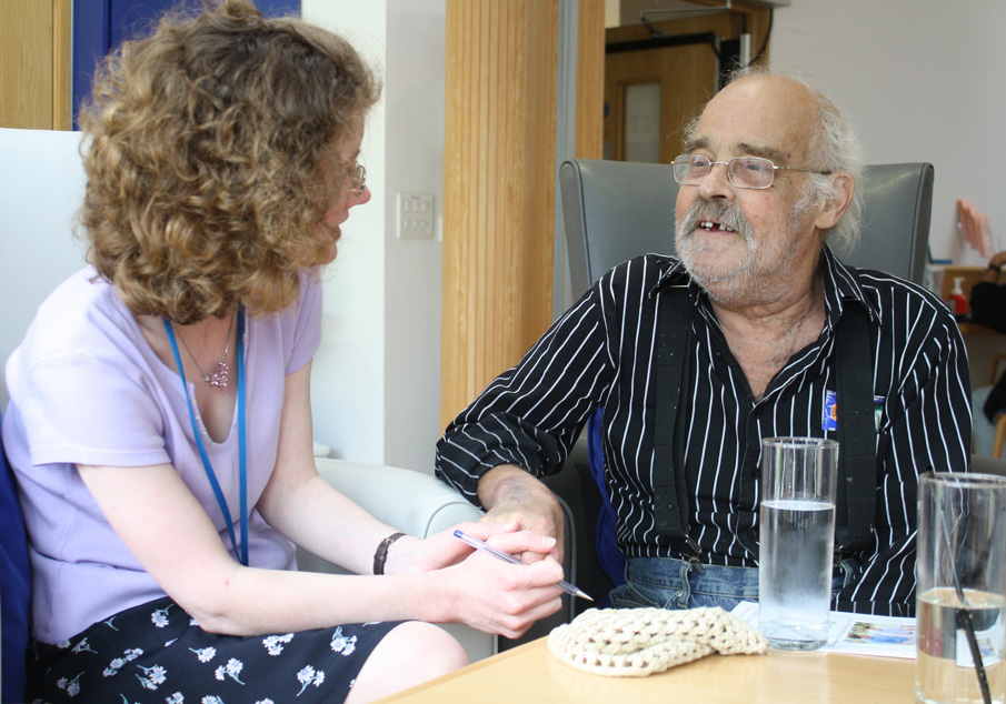 Dr Alison Landon chats with a patient