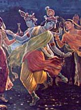 Krishna dancing with women