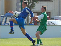 Action from Jersey vs Guernsey in the NLS Cup 