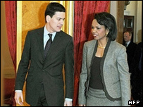 David Miliband ve Condoleezza Rice