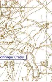Lochnagar Crater - map of the battleground at the time of the Somme