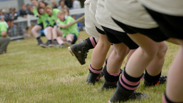 The girls' teams added a splash of colour.