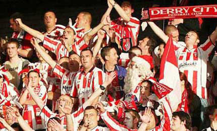 Father Christmas makes an appearance, while the fans sing their hearts out. Pic Billy McLeod