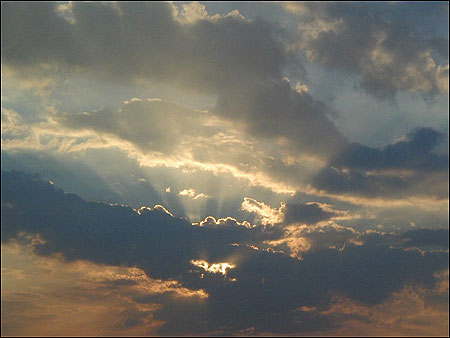 Sunset through the clouds.