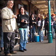 Francis, John's younger brother and Sheila wait for the John Peel train