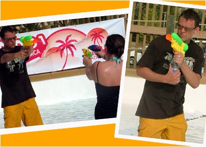 Scott Mills and Westwood at the pool party