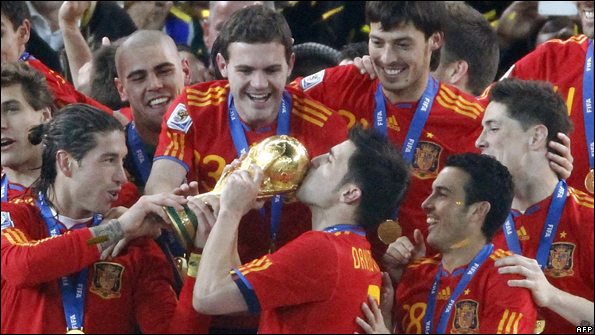 Spain's victorious World Cup winners were praised for their attacking football during the tournament