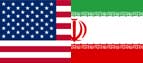 Montage of the flags of Iran and USA 
