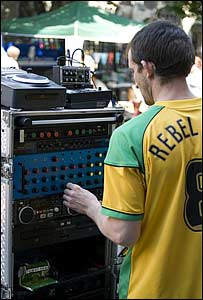 Tim Carter from Rebel Lion Sound System at the controls