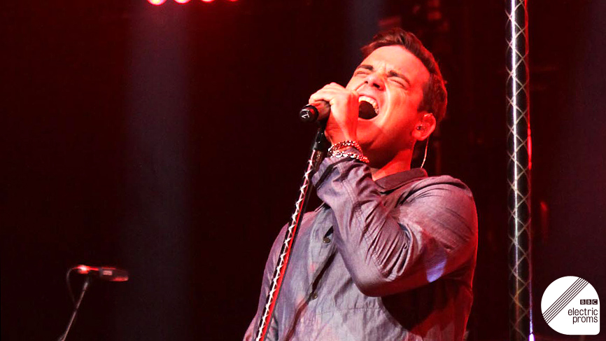 Robbie Williams performs at BBC Electric Proms 2009