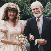 Lise with her father on her wedding day