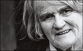 Portrait of Shropshire hill farmer Maud Massey, from Simon Denison's book and exhibition, Quarry Land