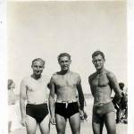 George, Les and Jack Burgin on the beach at Tel Aviv. On leave in Palestine September 1943