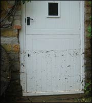 Water marks left on the door 