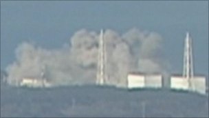 Photo showing the explosion at the Fukushima nuclear plant in Japan