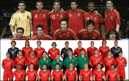 Las selecciones de España y de Portugal