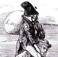 Illustration depicting a 'freeloading Irish man