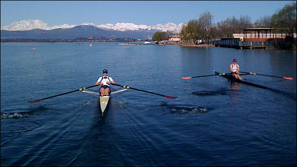 Annabel and her partner last year, Anna Watkins, train in Varese, Italy, ahead of this weekend's selection trials