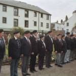 Jack Farrell (First left on the photograph closest to the camera) with fellow comrades from the Normandy Veterans Association. This was a commemorative service organised by the West Cumbria Branch of the Normandy Veterans Association at St Nicholas' Church Gardens, Whitehaven Cumbria, 11 November 2003.